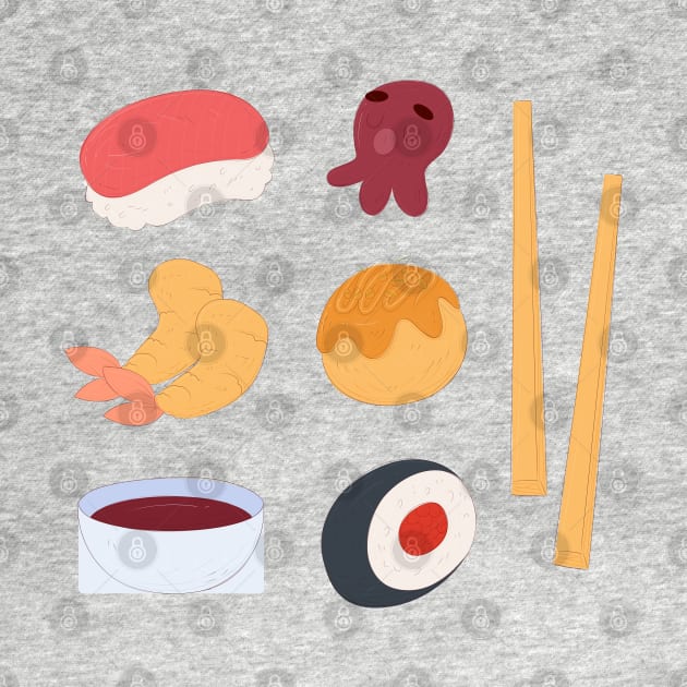 Hand Drawn Japan Food Illustration by Mako Design 